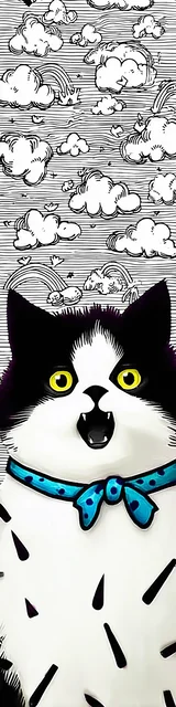 Free colorable bookmarks of a surprised cat